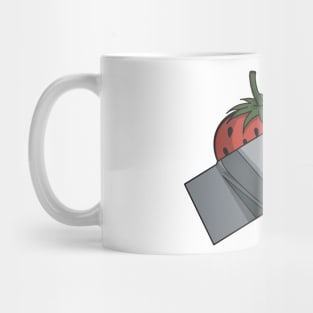 A red strawberry stuck on with some duct tape Mug